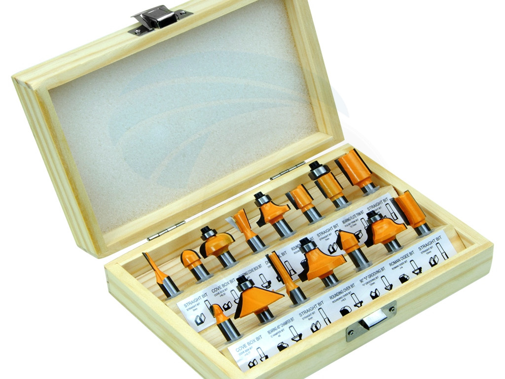 15Pcs 5/16 Router Bit Set Shank Tungsten Carbide Rotary Tool